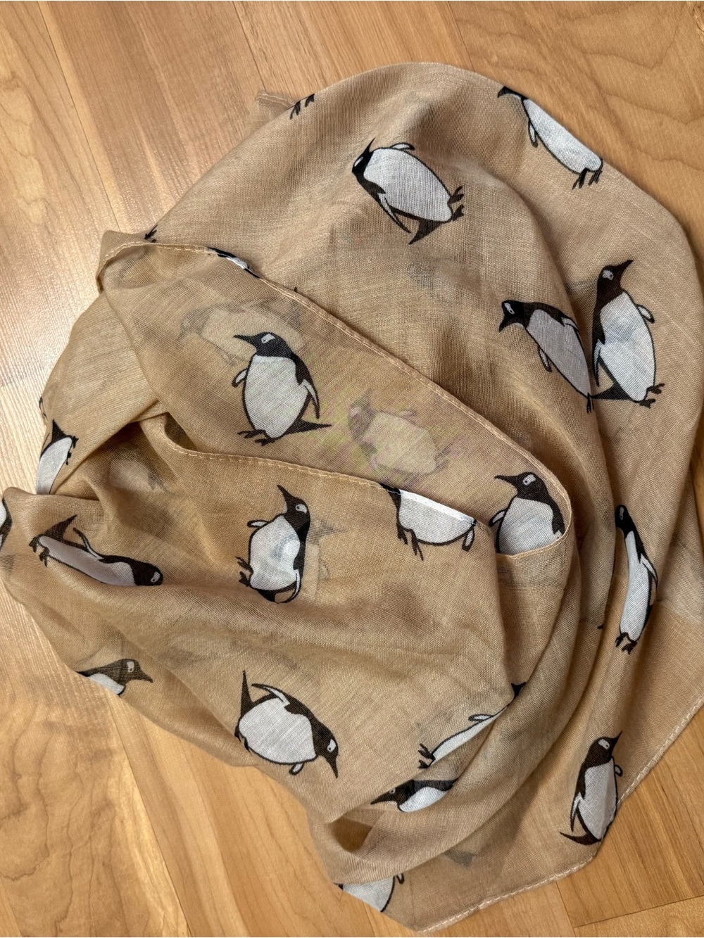 Lightweight Penguin Print Infinity Scarf